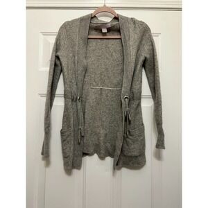 Sophia Milano 100% 2-ply Cashmere Cardigan Size Medium Gray Tie Waist Sweater
